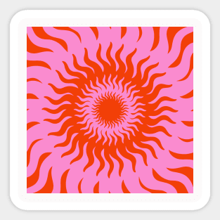 Retro Sun Pink and Orange Abstract Sunrays Trippy Pattern Sticker